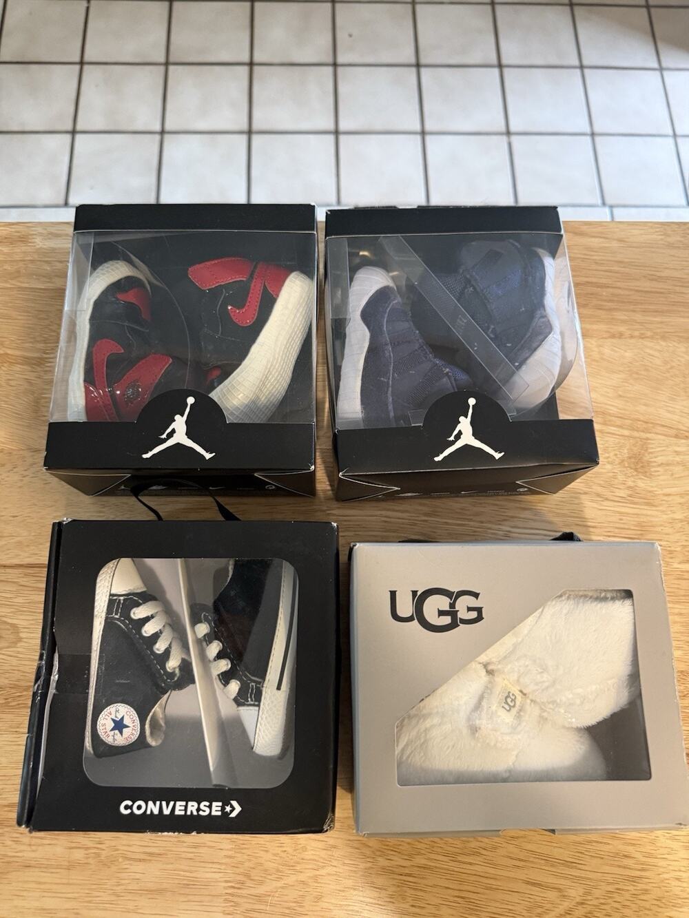 Baby Infant Shoe Lot 4 Pairs Jordan 11 Crib Booties Converse UGG New in Box